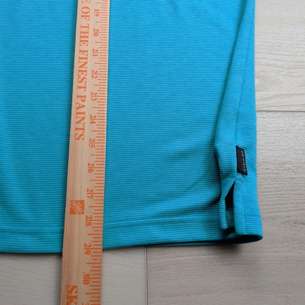 Nike Miami Dolphins NFL On Field Polo Shirt Men L Blue Orange Stripe Performance